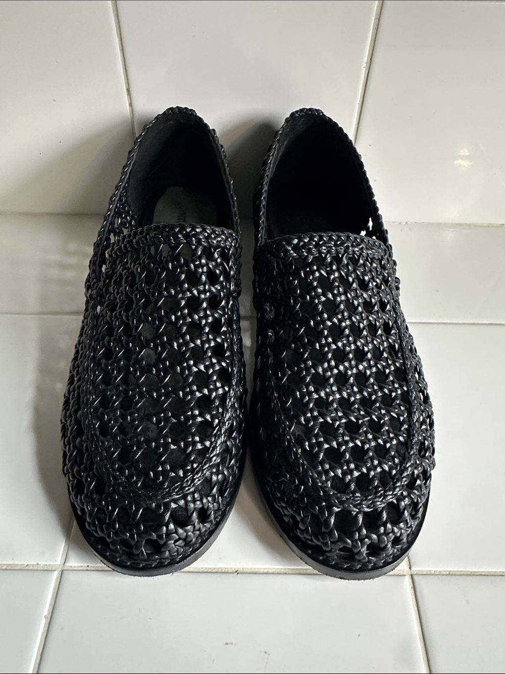 Cynthia Rowley Black Woven Slip-On Loafers